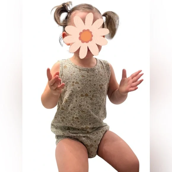 Rylee cru green floral tank bubble 18-24m